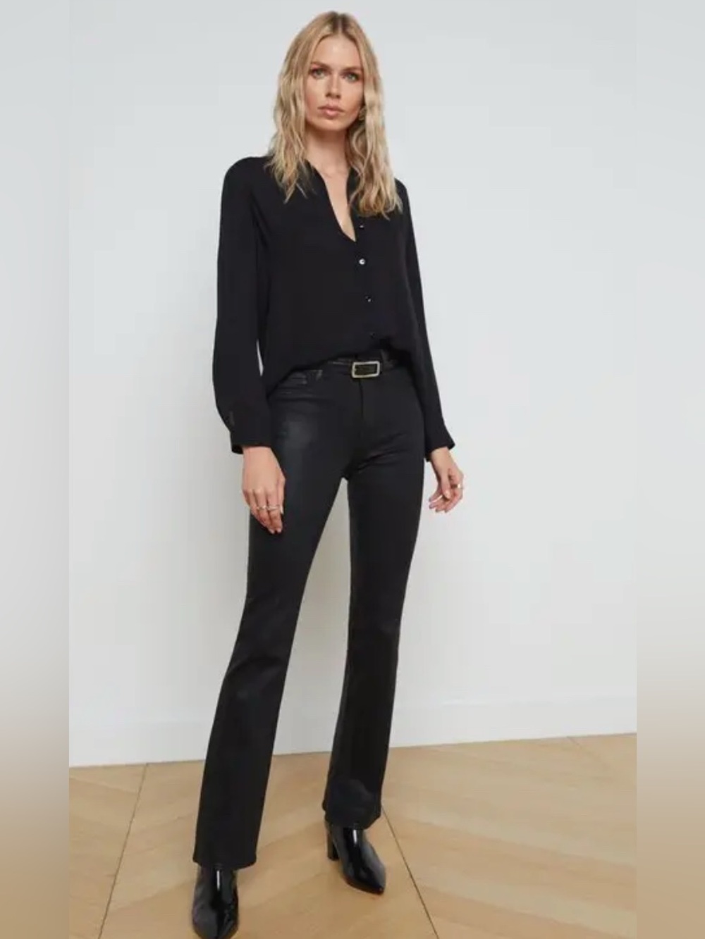L'AGENCE Nina silk blouse black NWT
